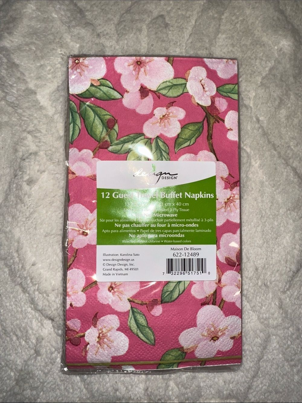 Design Pink Green Cherry Blossoms Floral Guest Towel Beverage Napkins x 2 packs - Picture 3 of 7